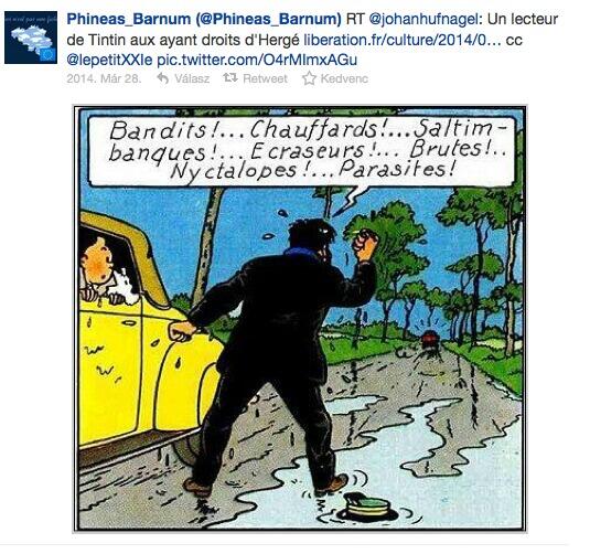 capture d’écran du tweet censuré pour Moulinsart
